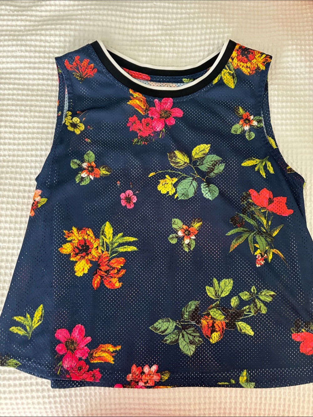 William Rast Navy Floral Sleeveless Dress with Pink & Yellow Flowers